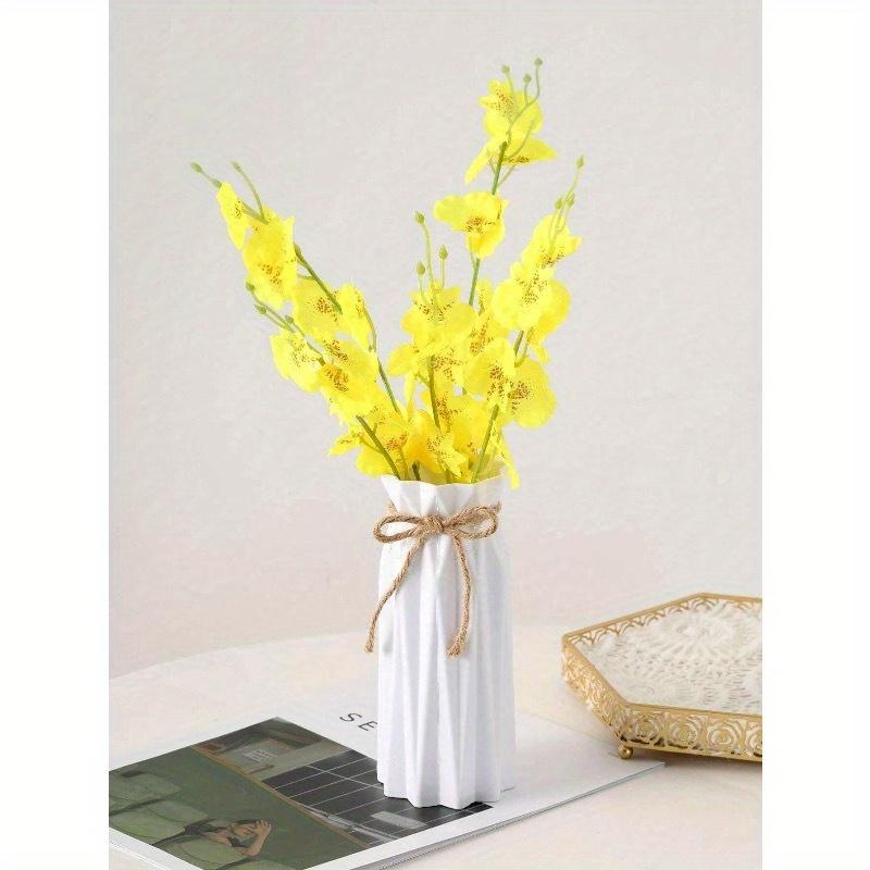 1 Stück Kunststoffvase, Höhe 6,9 Zoll, Origami-Design Pampasgrasvase, einfarbige Kunststoffvase, Keramik-Optik Kunstblumenvase