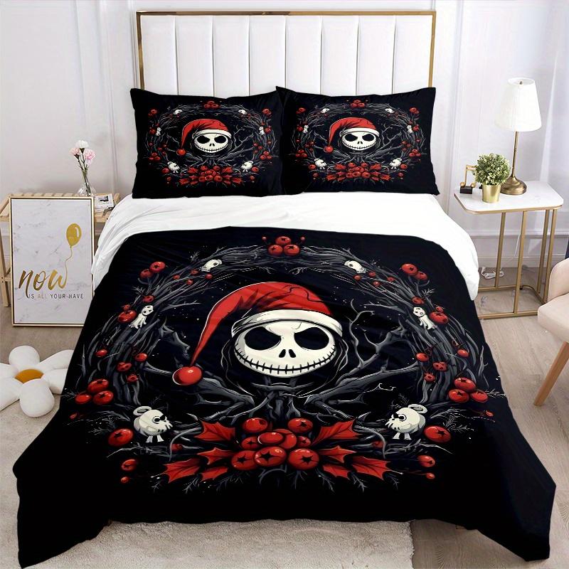 3pcs Disney Christmas Jack Print Cover Set Ultra Soft, Breathable, and Comfortable Bedding with Stylish Design for Bedroom and Guest Room Decor 1