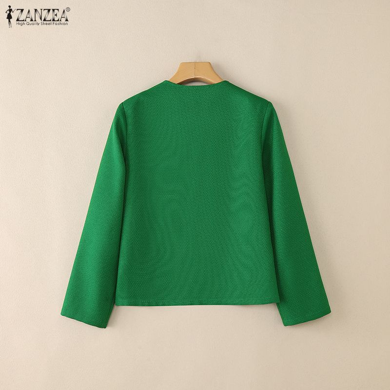 ZANZEA Women Autumn Casual Long Sleeve Thin Cardigan Outwear