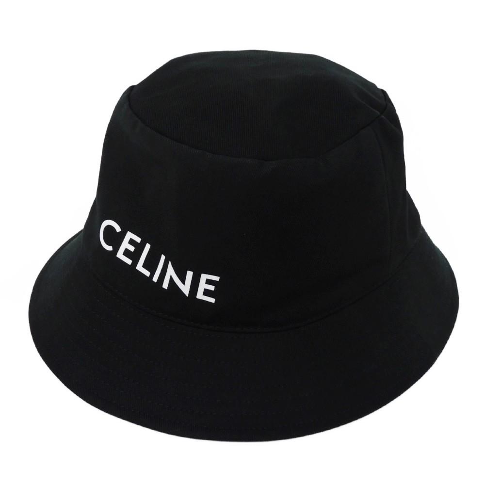 Used 10431 Logo Bucket Hat 2AU5B968P.38UB 7919 M 22.8" Gabardine White New Logo Cotton Black Unisex from Japan AUTHENTIC