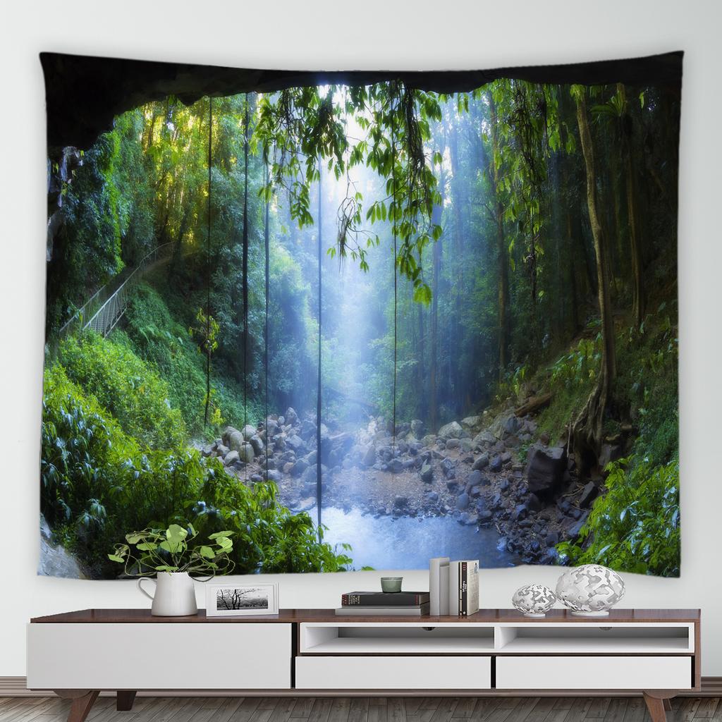Natural Cave Ocean Landscape Printing Pattern Tapestry Home Living Room Dormitory Wall Decor Background Cloth Tapestry