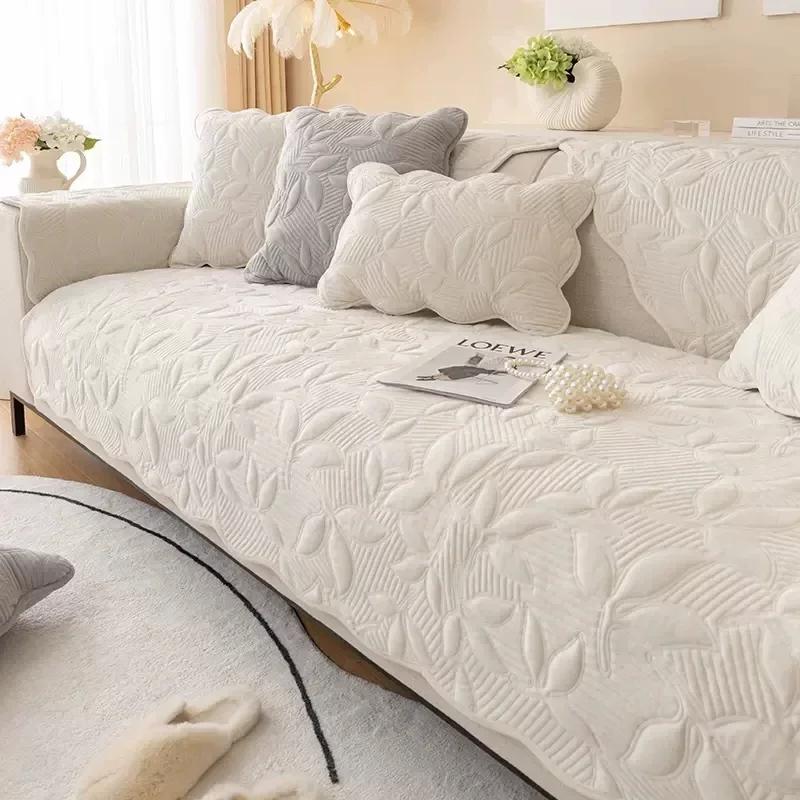 Cuscino per divano spesso Four Seasons con motivo a foglie, bordo ondulato squisito, asciugamano per divano, decorazione per la casa, soggiorno, atmosfera, fodera morbida