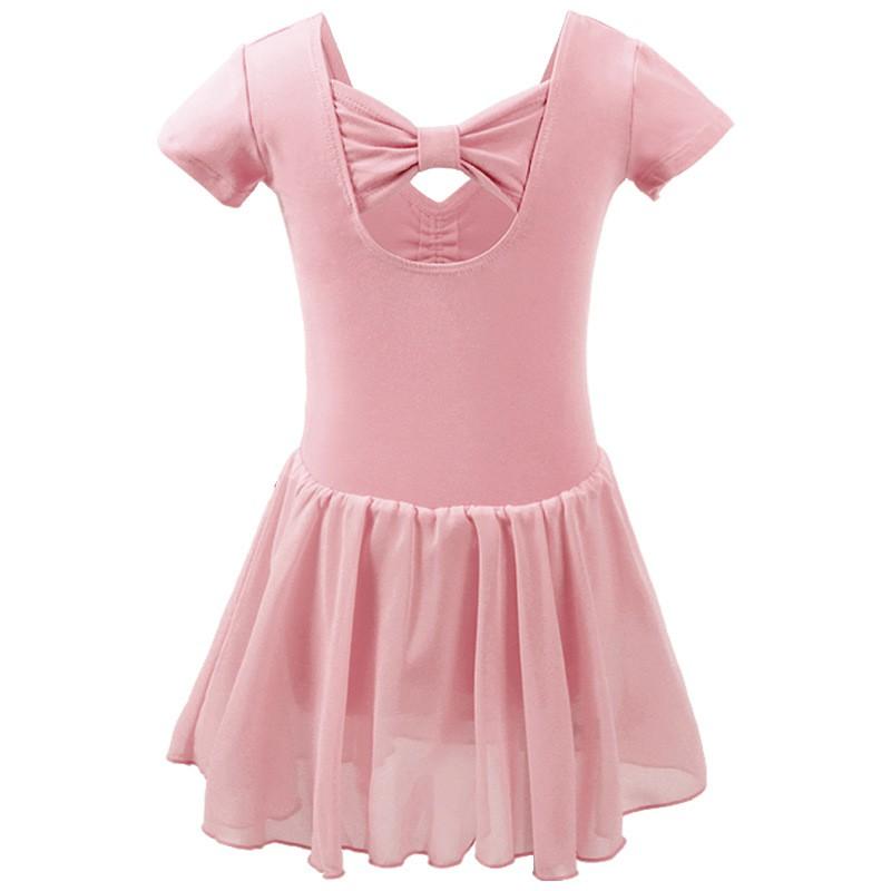 Girls Ballet Leotard Short Sleeve Dance Gymnastics Dress Kids Performance Costume