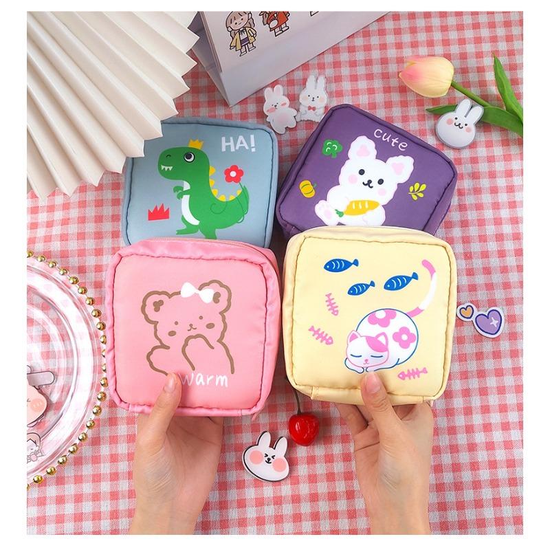 Sanitary Cotton Bag, Menstrual Pad Storage Bag, Korean Version, Instagram Style, Cute, Cartoon, Girl, Large Capacity, Caring Storage Bag