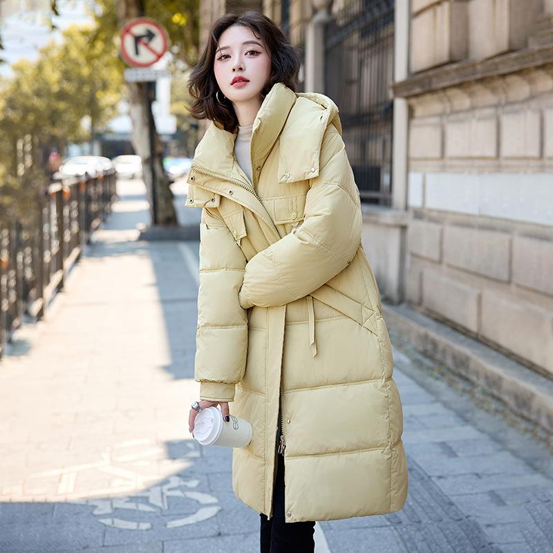 

Новая приталенная одежда средней длины из хлопка с пухом, модная куртка большого размера с капюшоном, утолщенная хлопковая одежда, одежда-хлеб XXL