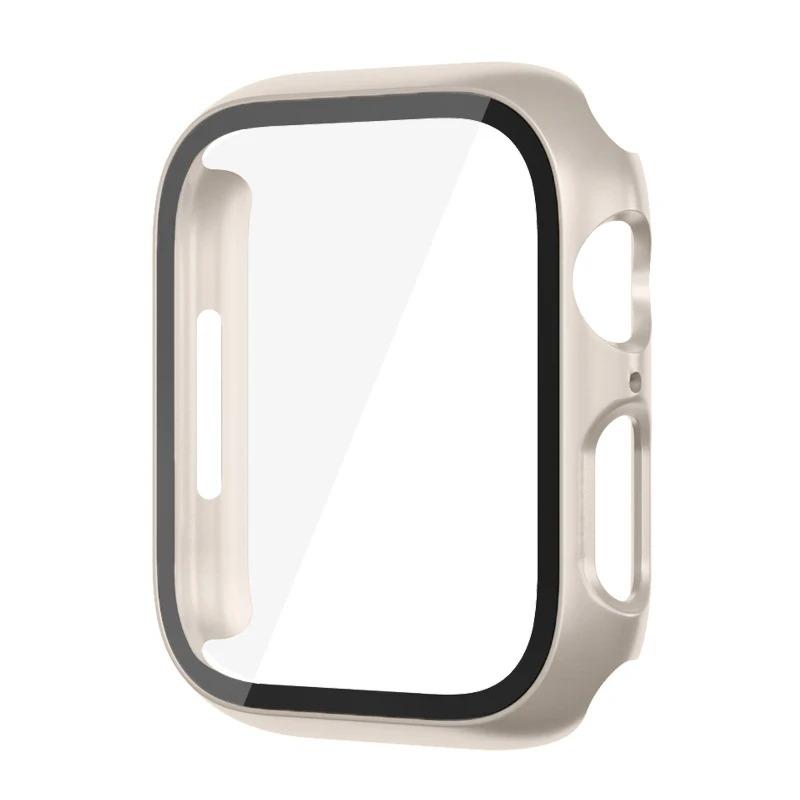 Glass+Cover For Apple Watch case 44mm 40mm 45mm 41mm 42mm 38mm correa Screen Protector iwatch series 9 8 7 SE 3 case Accessories
