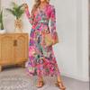 Women Retro Printed Long-sleeved Comfortable Loose Dress, Elegant Dress
