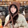 Autumn And Winter Woolen Cute Bear Ear Hat For Women Outdoor Warm Cold-Proof Sweet Knitted Hat