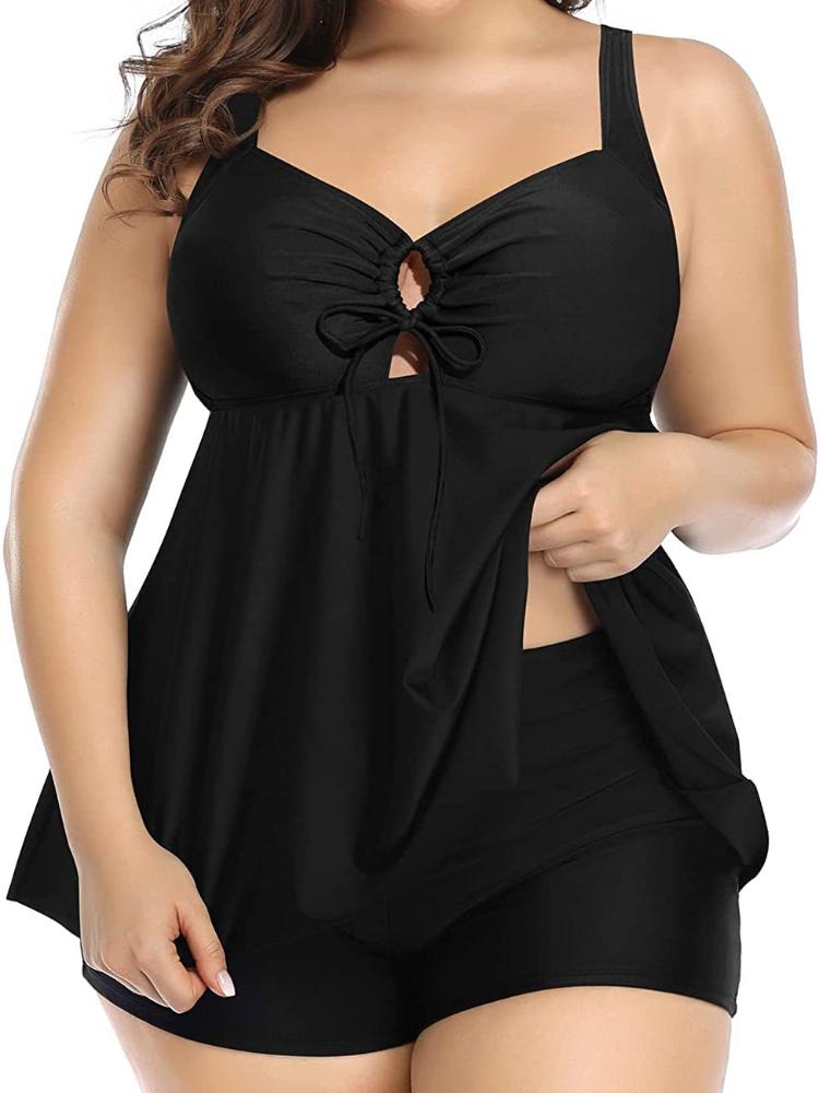 Women Tankini Plus Size Swimwear 2023 Push Up Swimsuit Sexy V-neck Soild One Piece Bathing Suit Adjustable Large Swim Dress 4XL