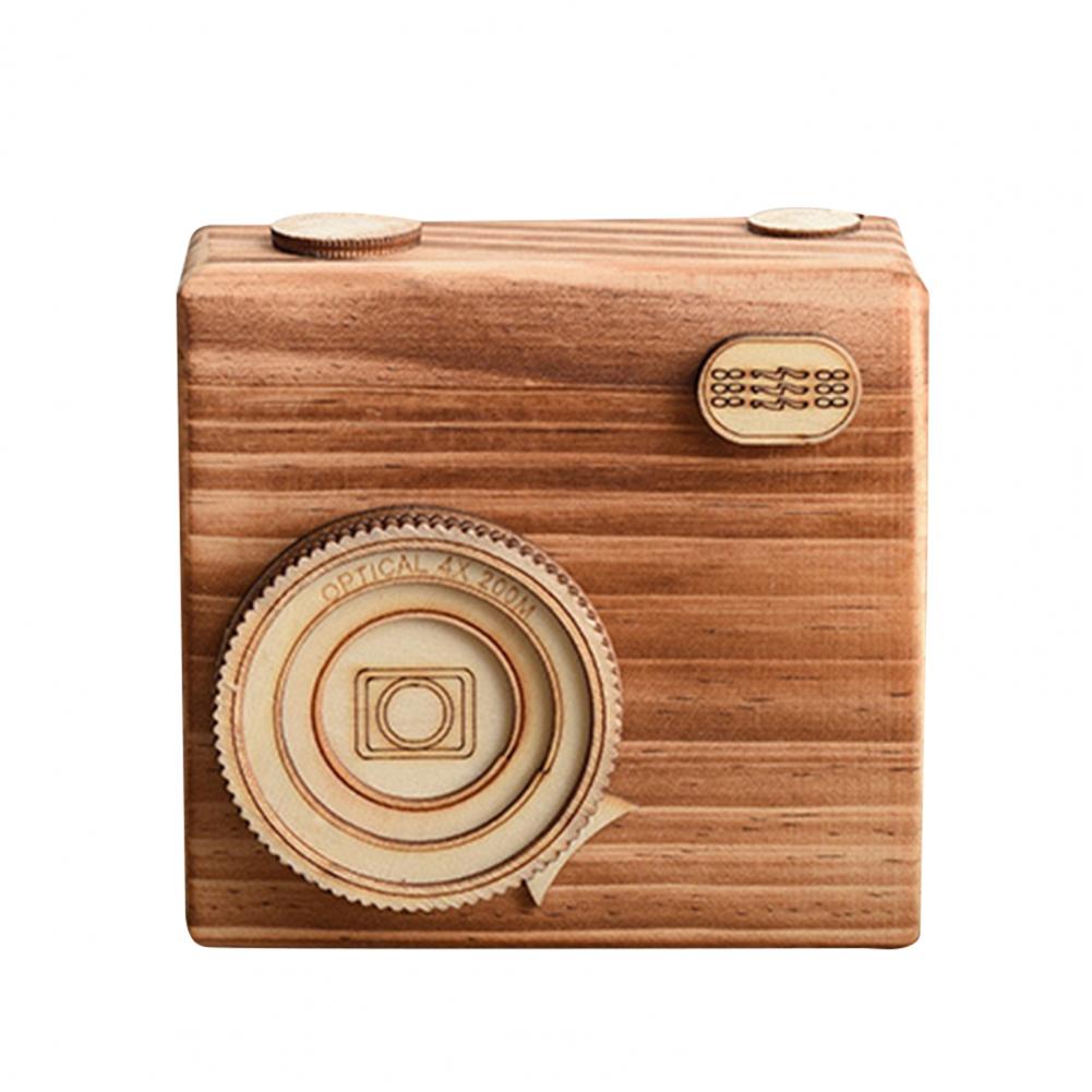 

Wooden Camera Storage Box Rustic Retro Camera Shape Container with Sliding Lid DIY Handmade Camera Model Toy Decoration хакі