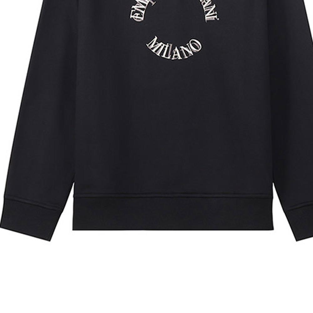 Emporio Armani Ss23 Letter Logo Embroidered Crew Neck Long Sleeve Sweatshirt Men Sweatshirt Black 6L1MC3-1JQNZ-0031