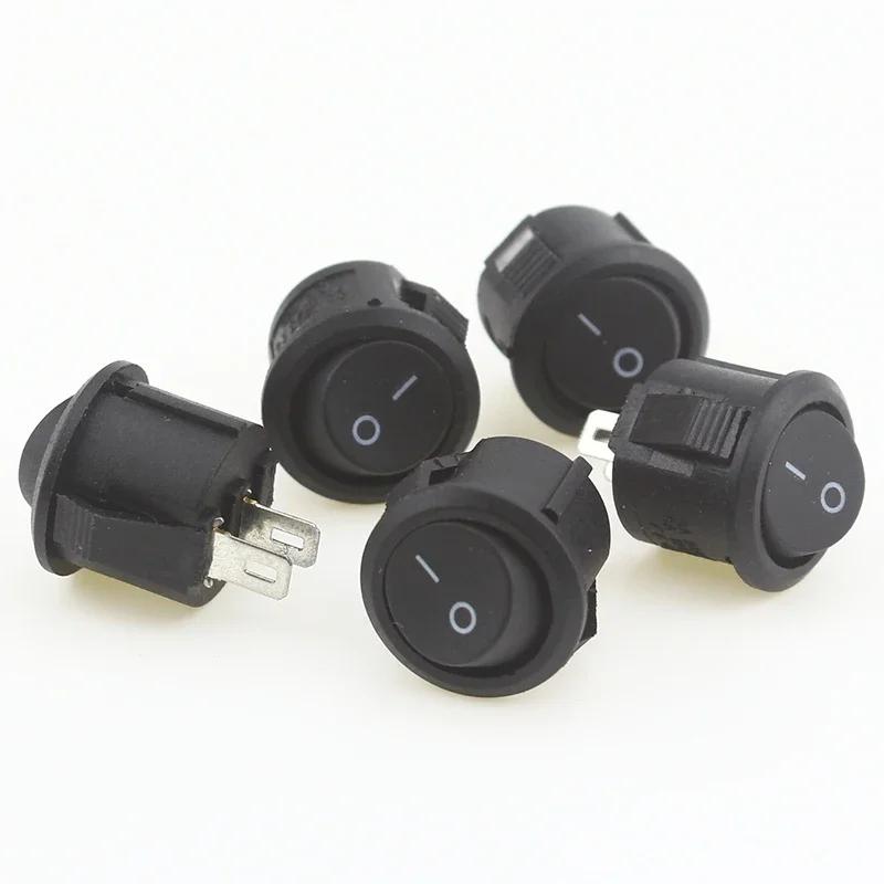 

5Pc ON/OFF 14mm 2 Pins Diameter Small Round Boat Rocker Switches Black White Rocker Switch Best Quality