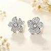 A Pair of Luxurious Geometric Elegant Flower Earrings Designed Specifically for Women, Wedding Engagement Party Jewelry Accessories