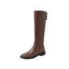 Cowhide version thick heel but knee boots women's thin high boots new autumn and winter knight leather boots
