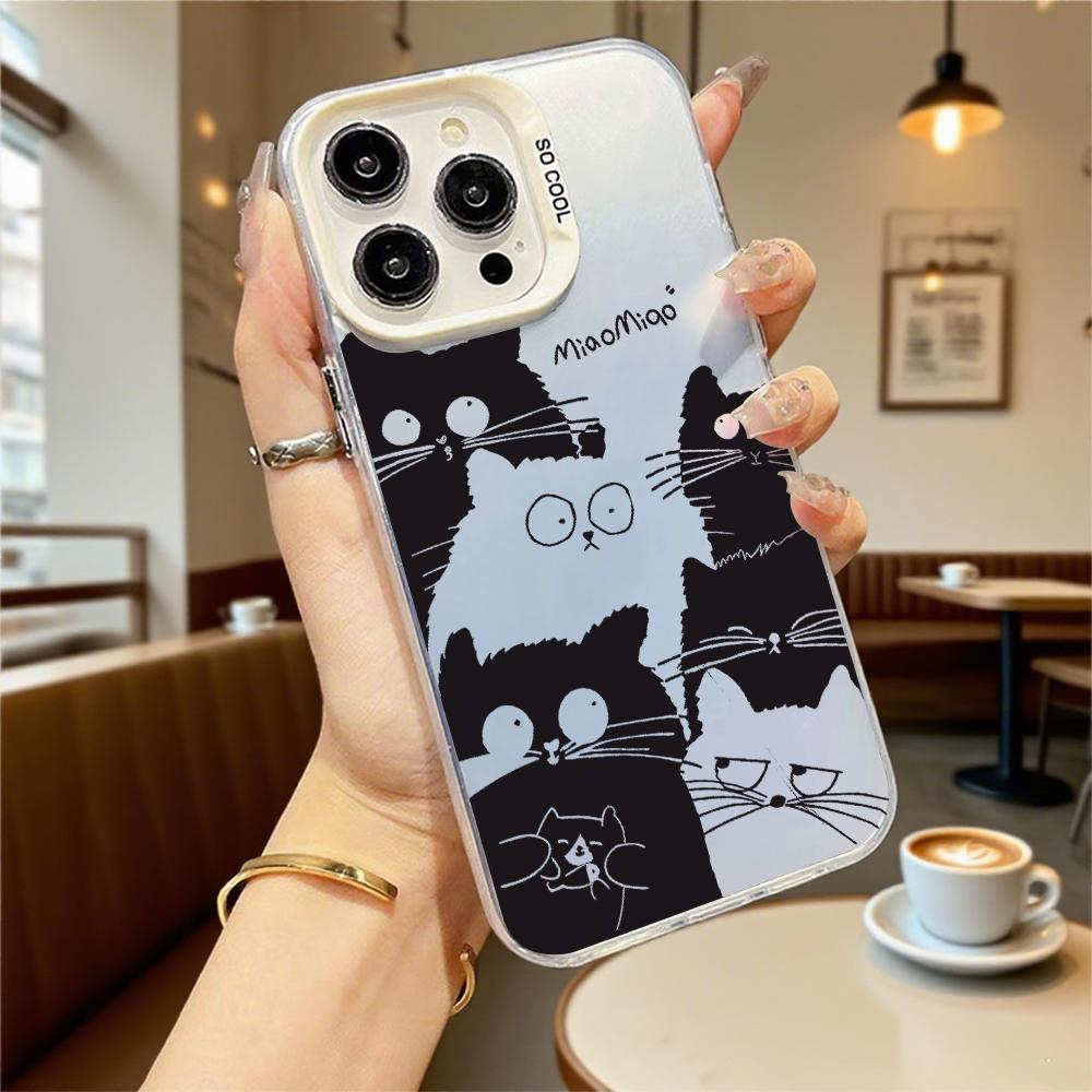 Cute Cats Pattern Shockproof Phone Case for Iphone 16 15 14 13 12 11 Pro Max/Mini Anti-Scratch Premium Hard Cover