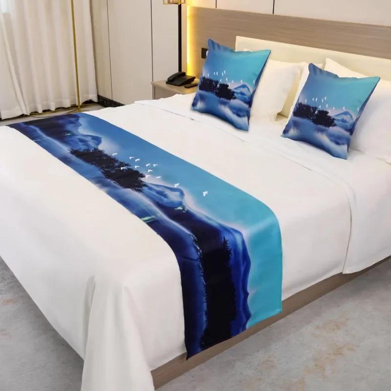 Solid color Bedspreads Bed Runner Double Layer Bed Flag Throw Bedding Single Queen King Bed Cover Towel Home Hotel Decorations