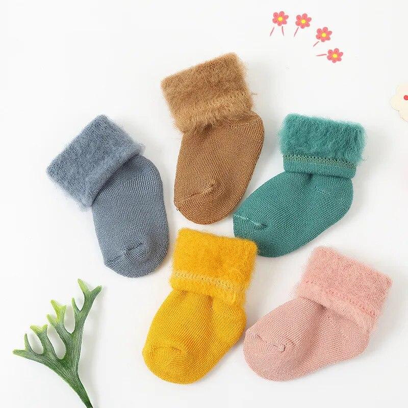 Winter Thermal Baby Newborn Warm Plush Sock Candy Color Series Calf Floor Socks for Baby Boy Girl Autumn Cotton Sock for Toddler