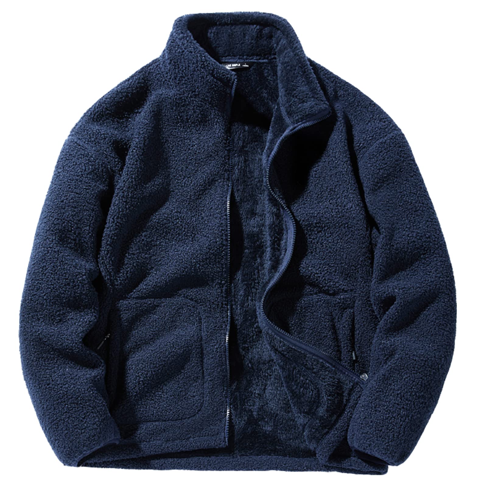 

Manatsulife Boa Winter Size 2265 Men s Jacket, Stand-Up Collar, Thick, Fluffy, Fleece, Warm, Windproof, Anti-Static, Casual, Outerwear, (M, Navy)