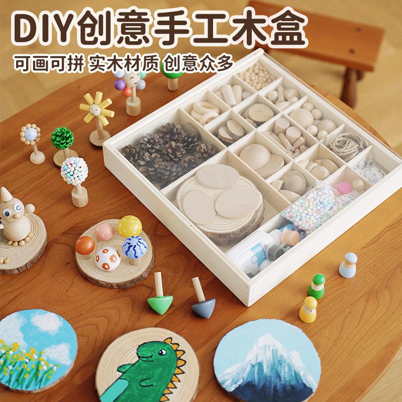 Children'S Creative Diy Log Painting Natural Original Piece Branch Painting Kindergarten Handmade Material Package