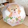 1PC Teddy Bear Flowers Pattern Small Travel Compact Windproof Umbrella, Automatic Folding Umbrella, Automatic Open/Close ,Gift-149