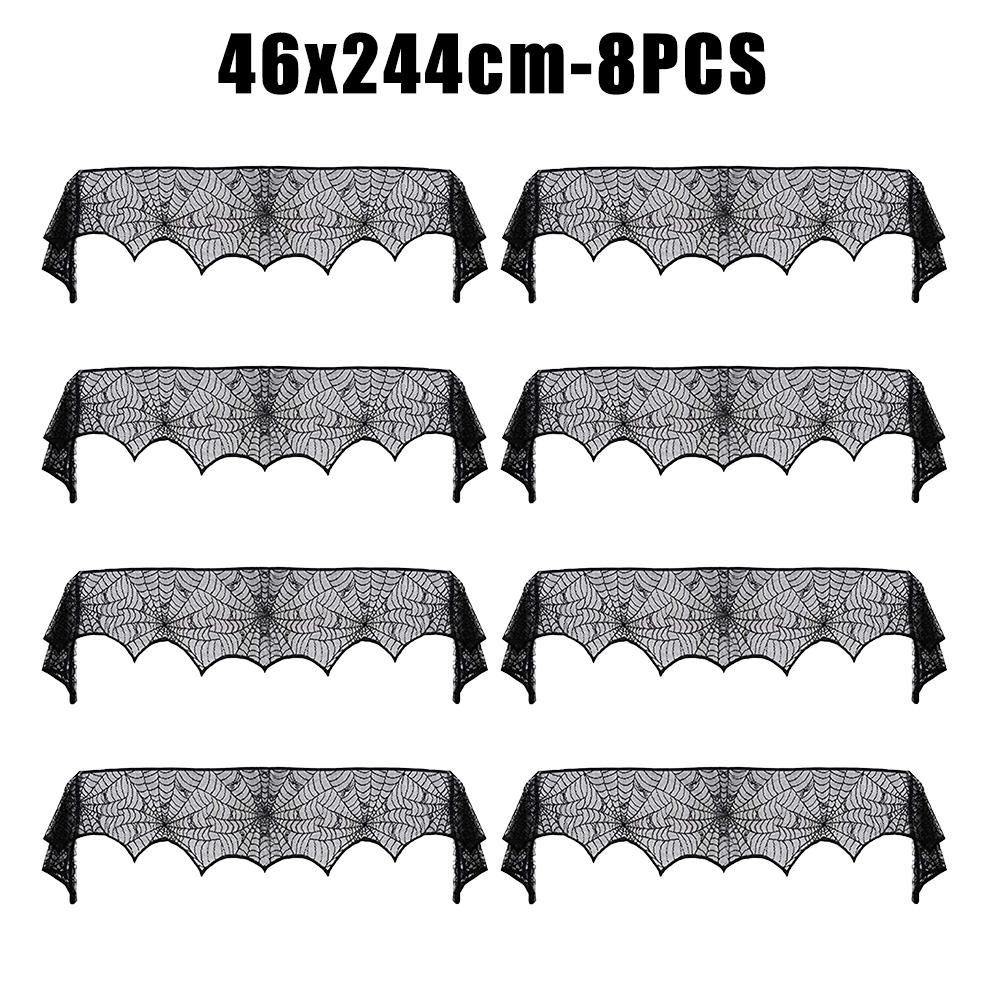 Halloween Black Lace Tablecloth Spider Cobweb Cover LuoluoHouse Elegant Horror Masquerade Party Scary Movie Night Table Decor