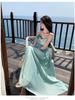 Elegant Blue-Green Maxi Dress: Flowy, Slimming, and Perfect for Vacations