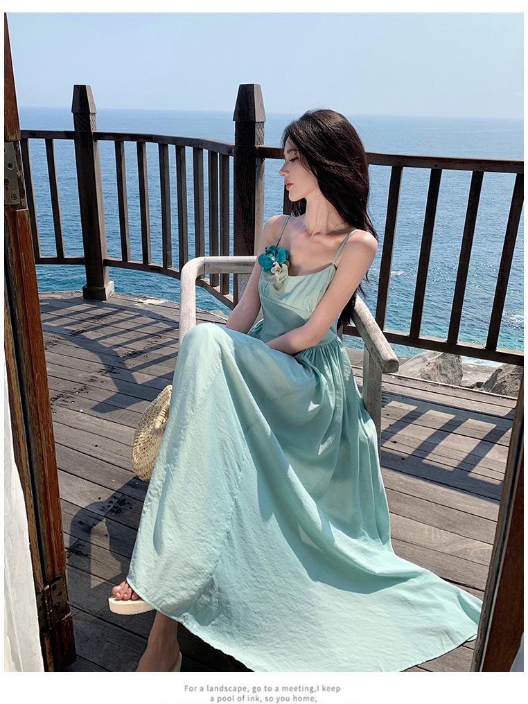 Elegant Blue-Green Maxi Dress: Flowy, Slimming, and Perfect for Vacations