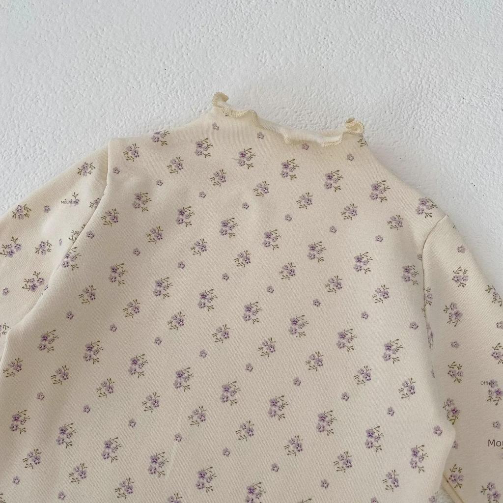 2025 Autumn Baby Girls' Long-Sleeve High Collar Printed Shirt