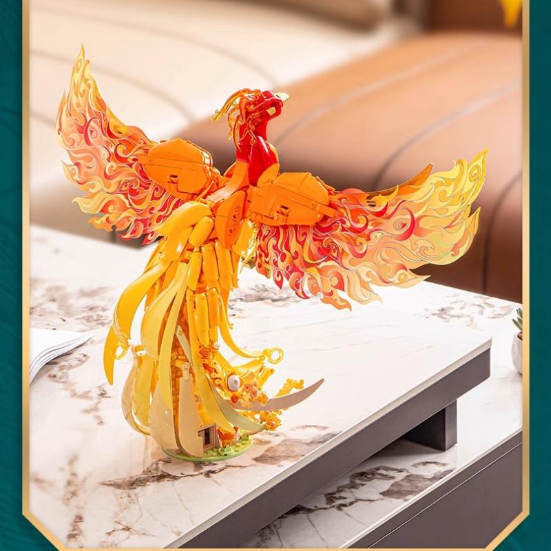 Phoenix Building Blocks Children's Educational Assembling Phoenix with Light Toy Model Home Ornaments Decoration Gifts