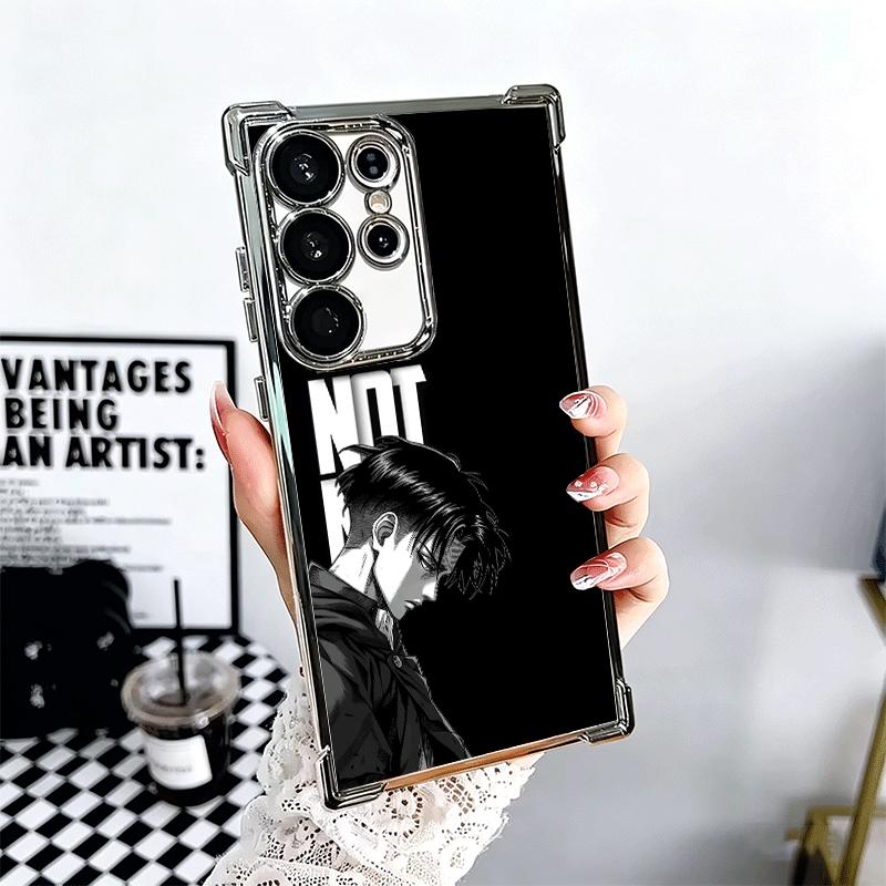 

A-Attack On T-Titan Levi Plating Phone Case For Samsung Galaxy S24 S25 FE S26 Edge S23 Ultra S22 S21 Plus S20 Anti-Fall Airabag Samsung S24