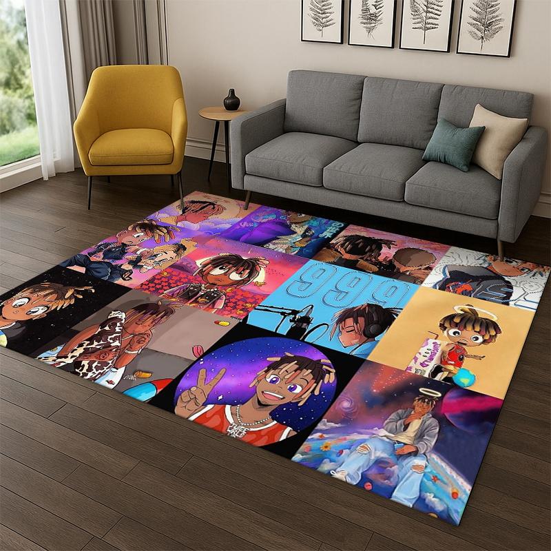 Retro Juice WRLD 999 Legend Rapper Star Carpet Rug for Bedroom Living Room Sofa Playroom Doormat Home Decor,Area Rug Non-slip