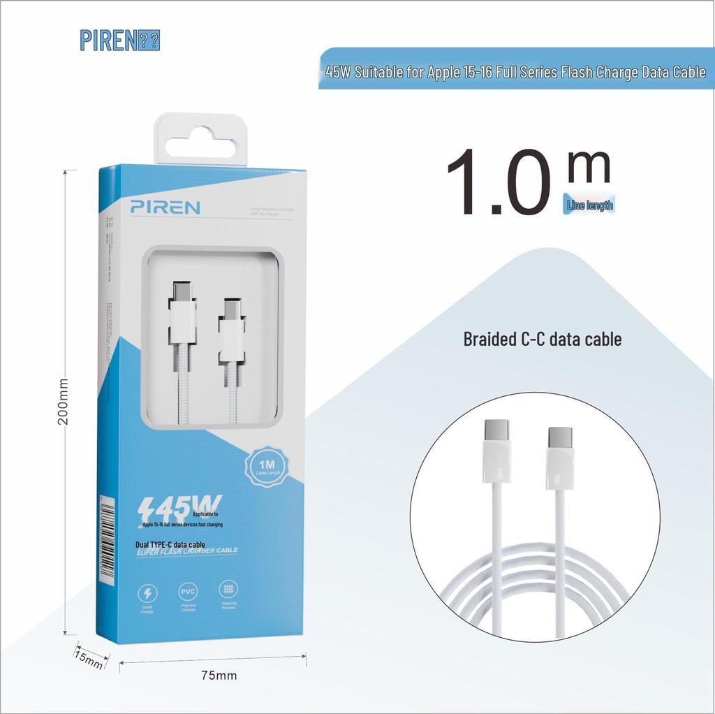 Apple 16/15 Pro Max Fast Charging Cable: Durable Braided Type-C PD Cable for iPhone