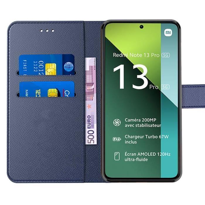 Coque - E.F.CONNECTION - Pour Xiaomi Redmi Note 13 Pro 5G - Antichoc - Cuir PU - Support et Porte-carte