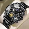 BINBOND Trend Fashion Men Watches Fine Steel Original Brand Quartz Wristwatch for Man Flywheel Chronograph Moon Phase Waterproof