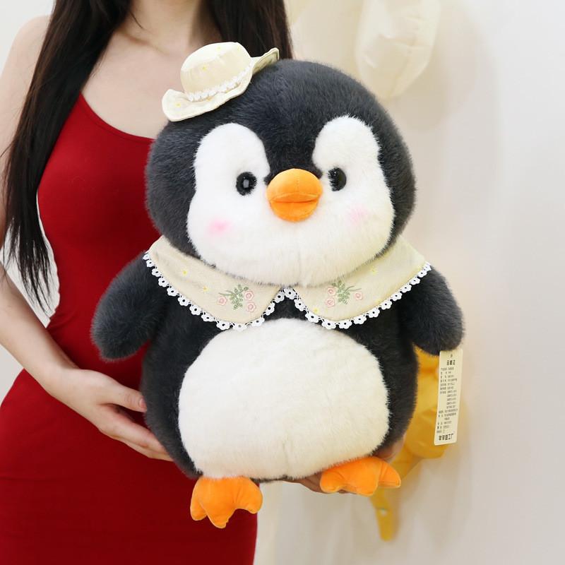 Adorable Gray Plush Penguin Doll Soft Toy Ideal For Kids Sleep And Comforting Gift