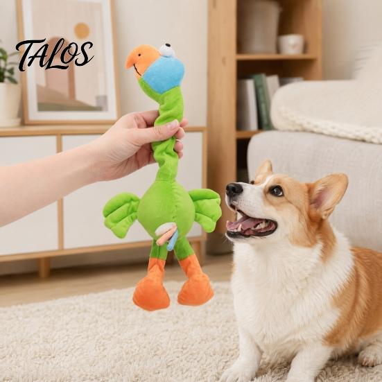 Interactive Dog Toy Stuffed Tug Toy, Long Neck Plush Chicken, Squeaky Bird Chew of War for Small Medium Dogs Play Funny