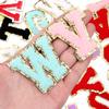 26Pcs/Set 6cm English Letter Patches Gold Edged Chenille Patches Iron On Stickers For DIY Crafts Clothing Hat Bag Decoration