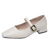 Temperament fashionable French retro word with thick heel shallow mouth Mary Jane shoes women's skirt small leather shoes square head single shoes