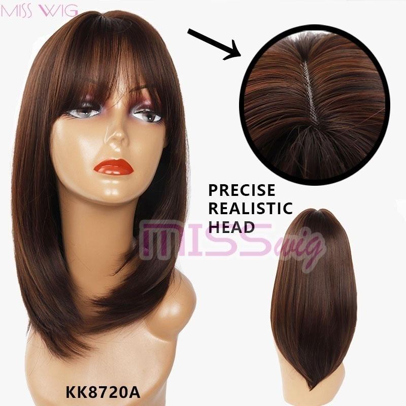 Ombre Bob Wig Medium Length Straight Wig for Fashion Women