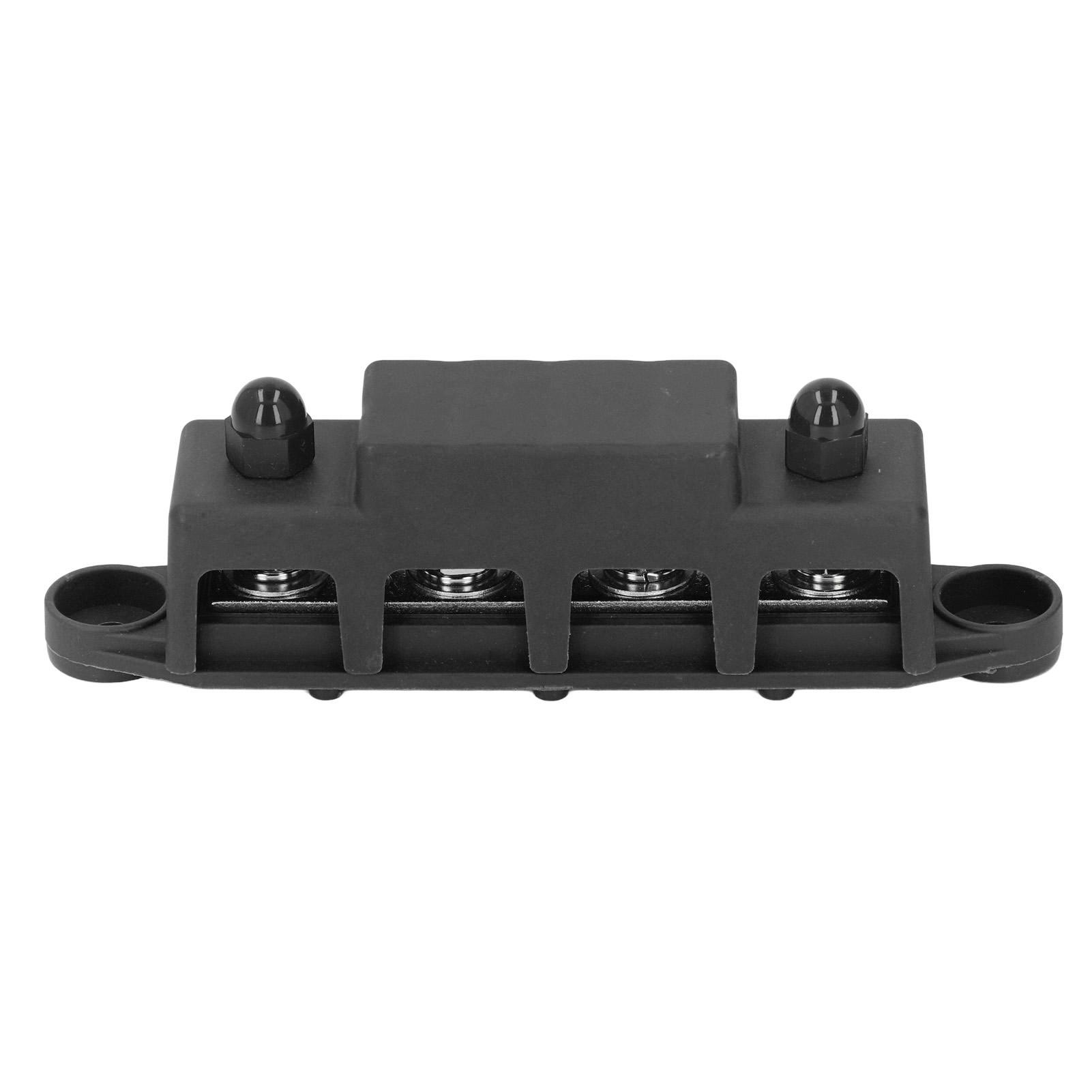 

4 Stud M8 Bus Bar Heavy Duty Module Power Distribution Block Busbar Box for RV Yacht 48VDC 250A Black чорний