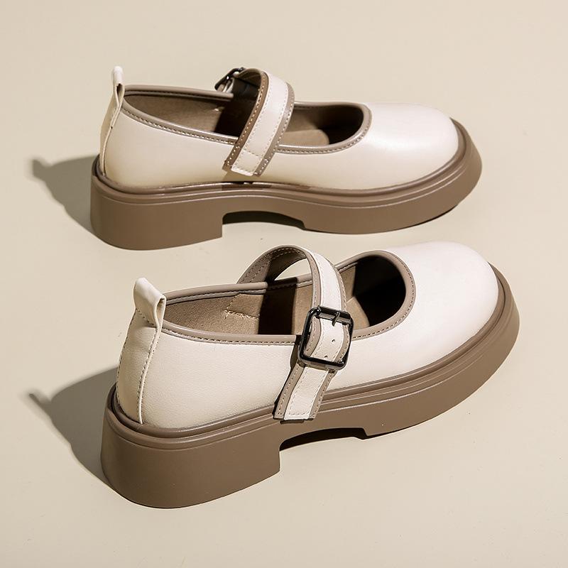 Fashion French Mary Jane Single Shoes Women'S Spring Versatile Platform Heightening Skirt Small Leather Shoes