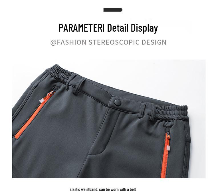 Men's Plus Velvet Winter Ski Pants - Windproof, Waterproof, Wear-Resistant, Warm for Hiking, Fishing, and Mountaineering.