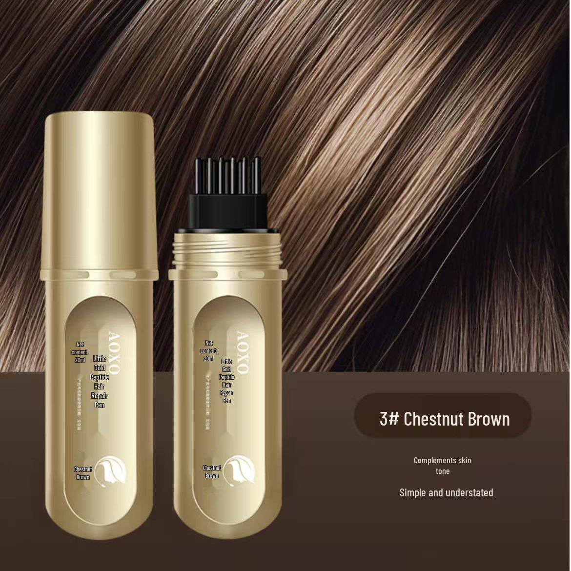 Пептидный маркер-краска для волос AOXO: Растительная расческа-аппликатор для подкрашивания седых волос - Мягкое, не повреждающее решение для укладки