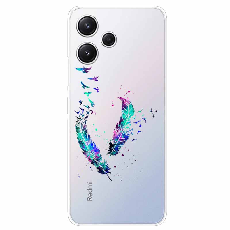 For Xiaomi Redmi 12 Case Flowers Clear TPU Silicon Funda Capa On for Redmi 12 4G / Redmi12 5G Soft Covers Transparent Coque Bags