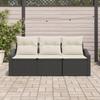 VidaXL Ensemble de salle à manger de jardin 3 pièces avec coussins en poly rattan noir 3355246