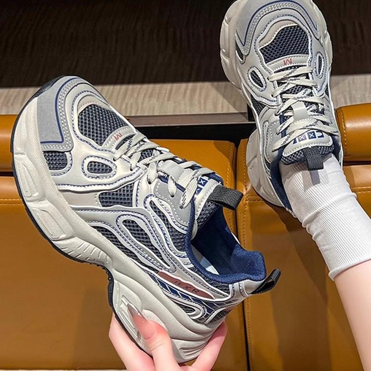 Popular Thick-soled Dad Shoes Women's Spring 2025 New Mesh Retro Versatile Lightweight Height-increasing Casual Sports Shoes