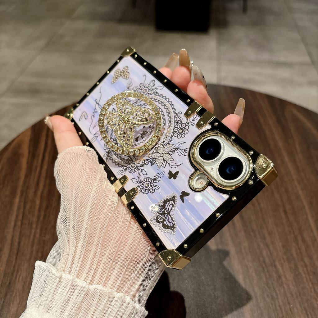 For iPhone 17 Cases Rhinestone Decor Butterfly Pattern TPU + PC Phone Cover