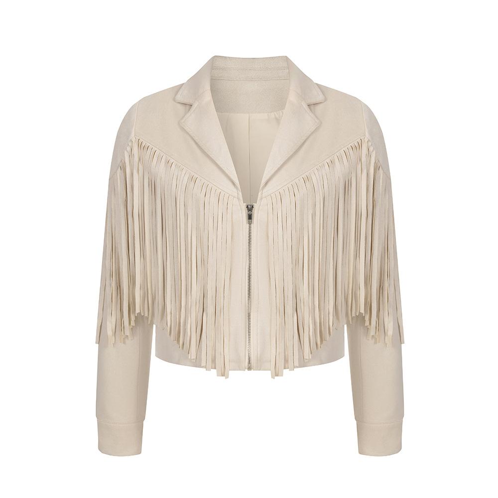 Amazon foreign trade women's clothing, autumn tops, deerskin velvet, classic fringed jackets, cross-border high quality