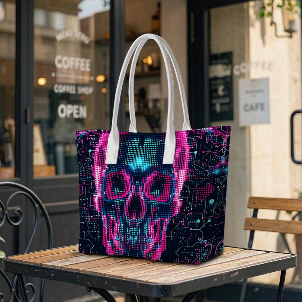 Cyberpunk Skull Shoulder Bag Cool Street Trendy Fashion Top Handle Daily Tote