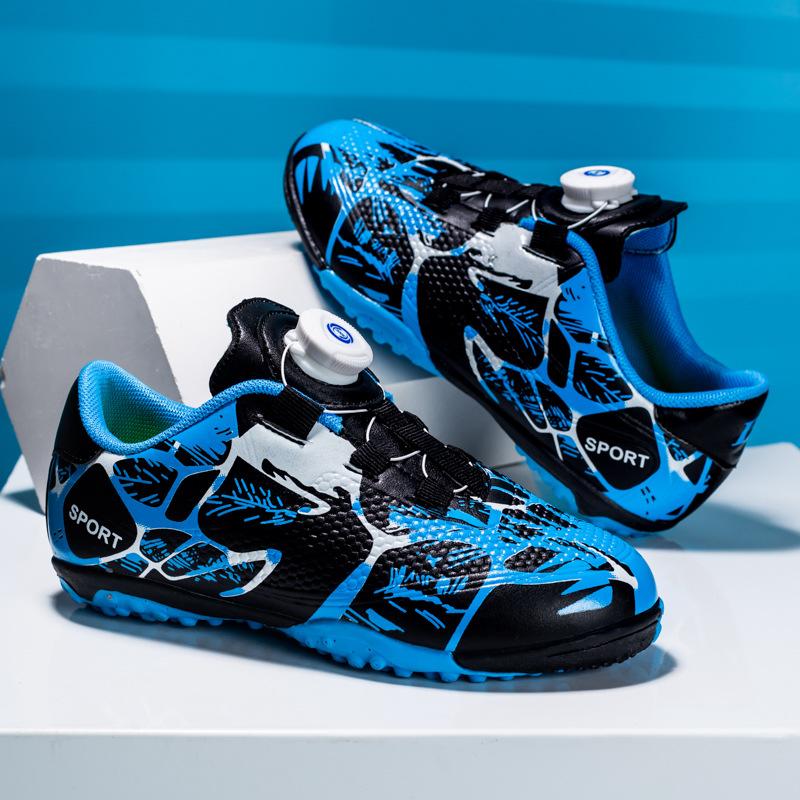 Summer new breathable mesh children's football shoes children's students spin buckle broken nails TF training shoes
